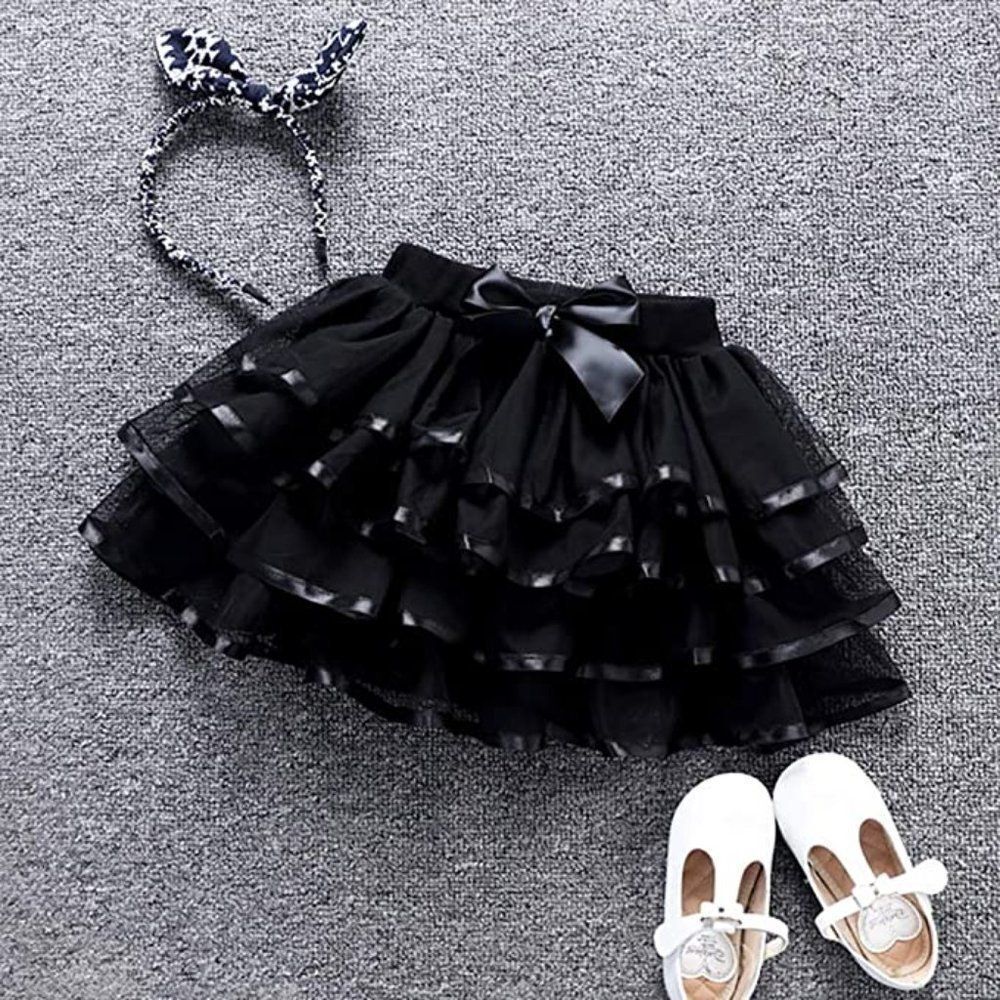 Little Girls Tutu Skirt 4-Layered Tulle Skirts Dress Up Party Birthday Black NEW